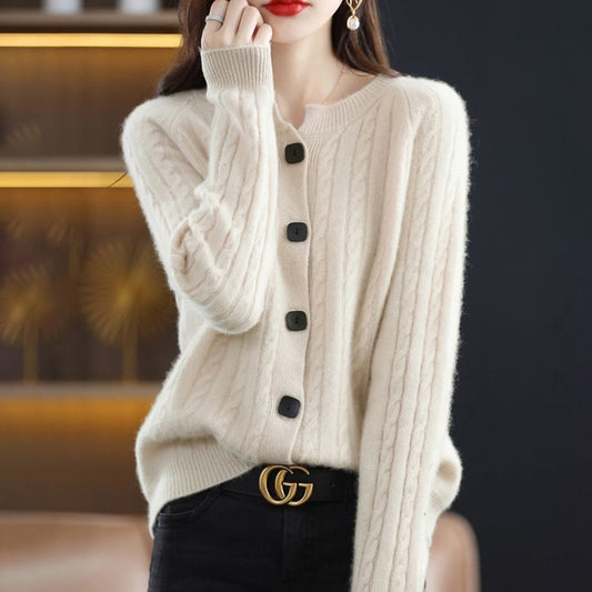 Kate – warm wollen cardigan vest met knoopsluiting