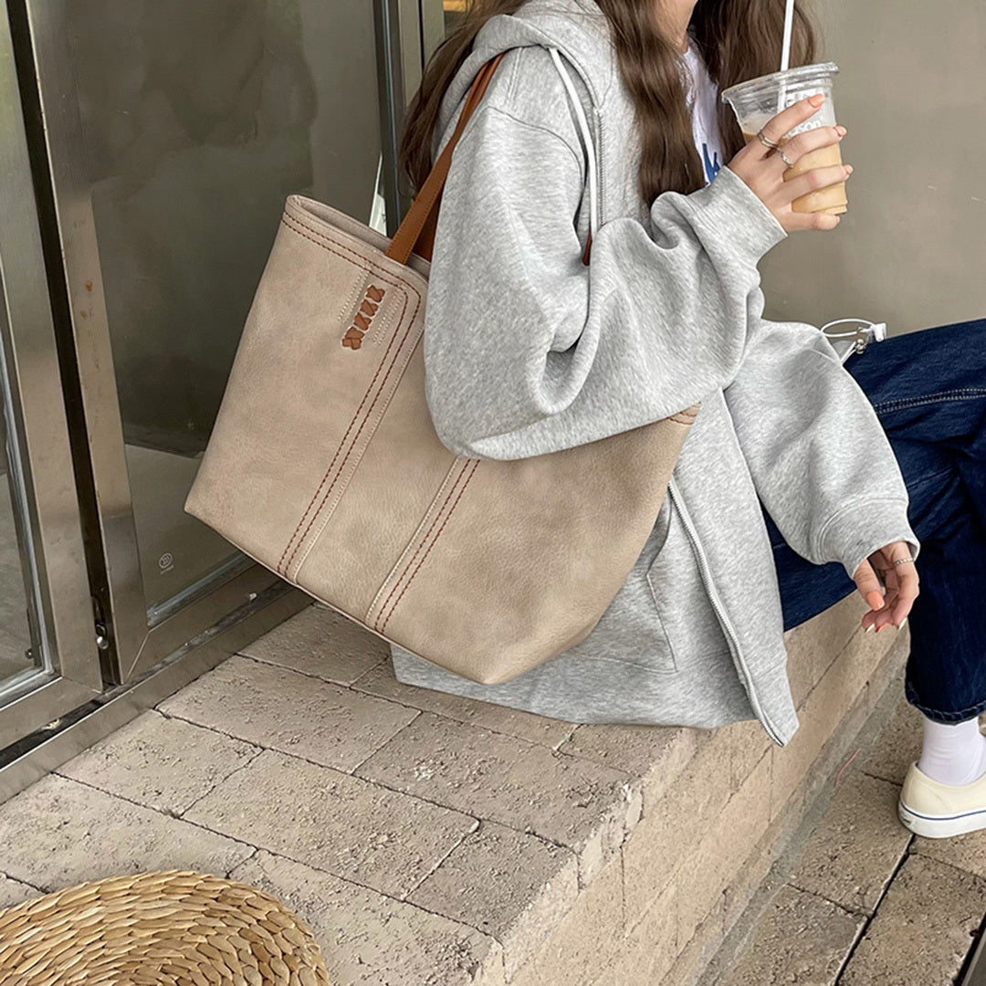 Amira – tote tas van imitatieleer met gestructureerd ontwerp en dubbele hengsel