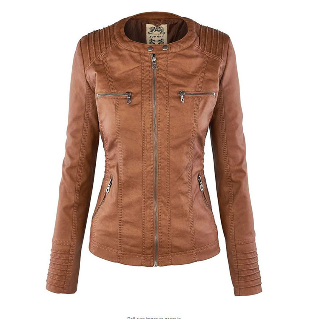 Selina – leren damesjas met capuchon en functionele details