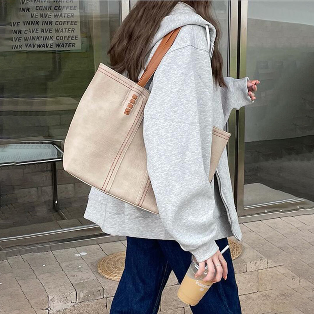 Amira – tote tas van imitatieleer met gestructureerd ontwerp en dubbele hengsel