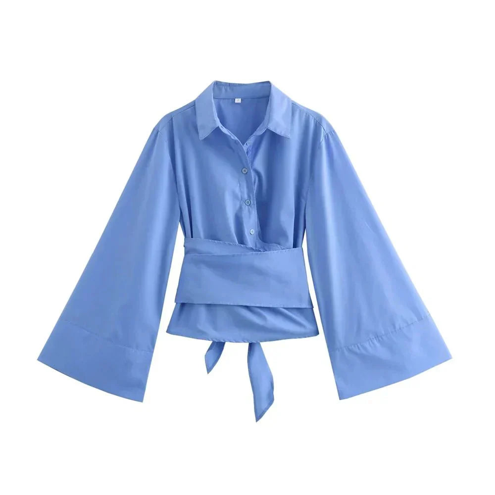 Rika – Kimono-blouse met strikceintuur en wijde mouwen