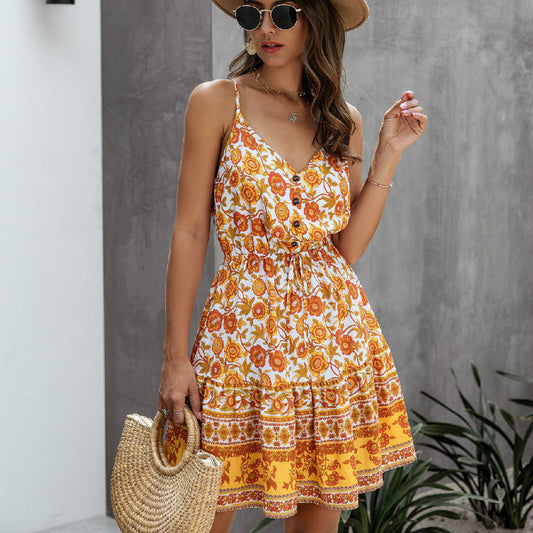 Elise – Mouwloze midi Zomerjurk met zachte bloemenprint