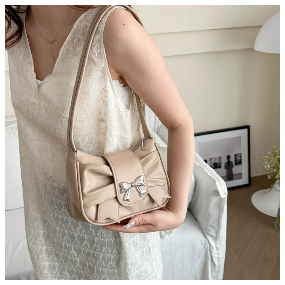 Jisoo – geplooide schoudertas met strik