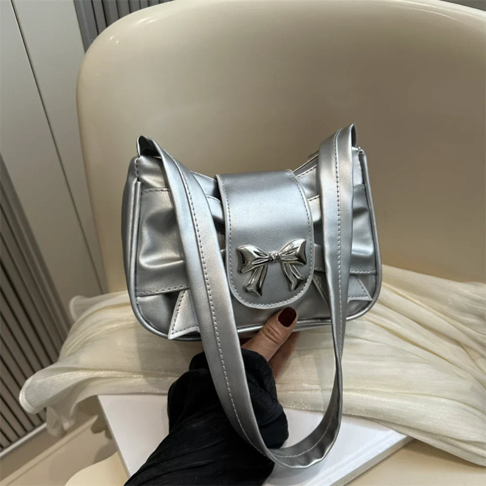 Jisoo – geplooide schoudertas met strik