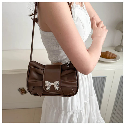 Jisoo – geplooide schoudertas met strik