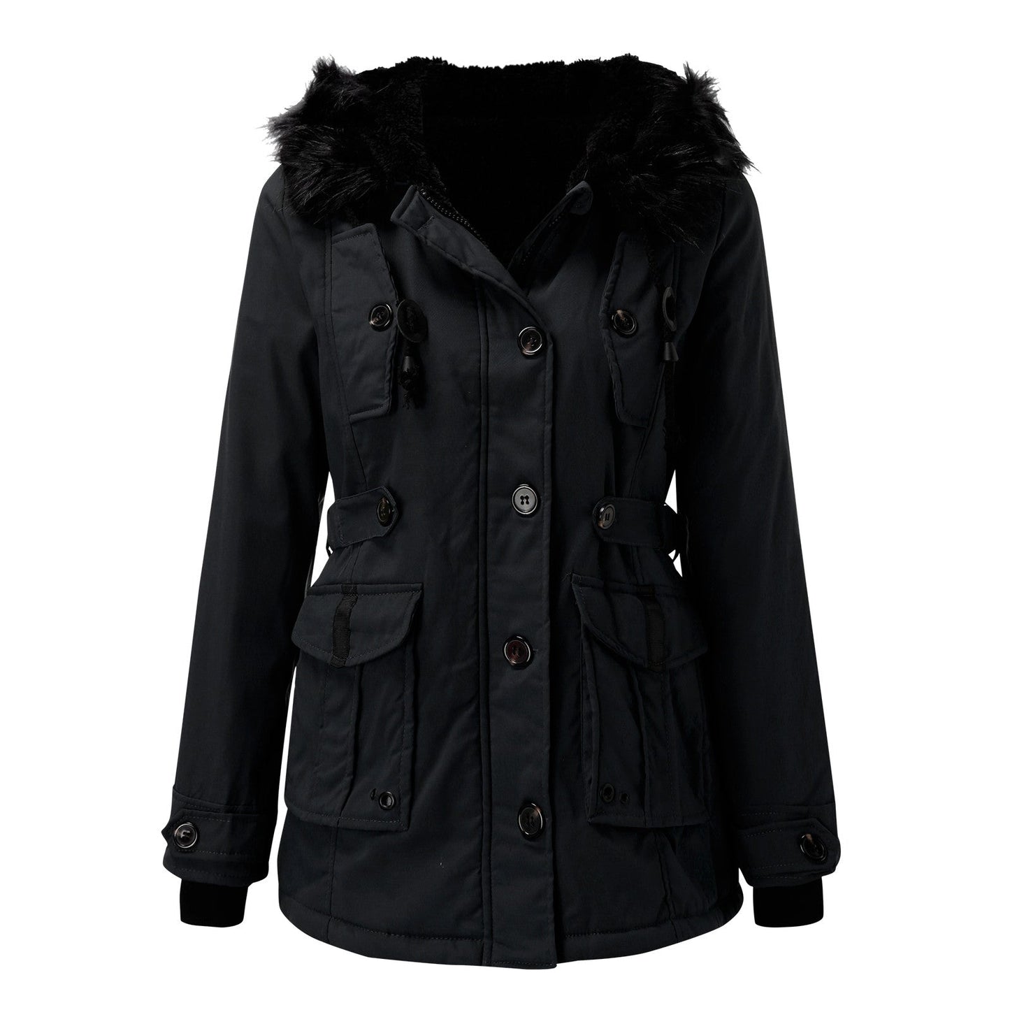Frieda – dames parka van polyester met capuchon en lange mouwen