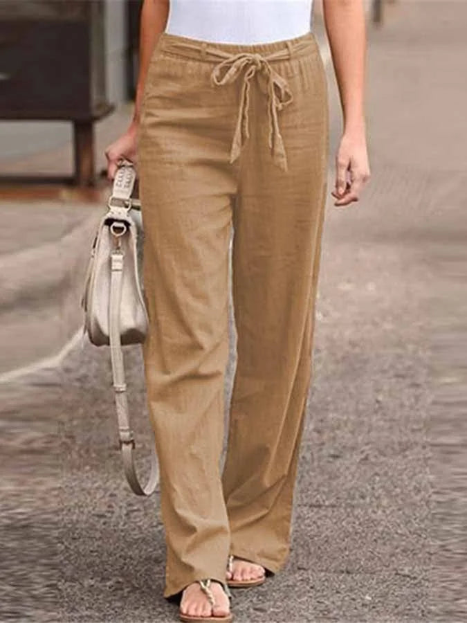 Noa – Linnen Zomerbroek Met Elastische Taille En Strik Detail