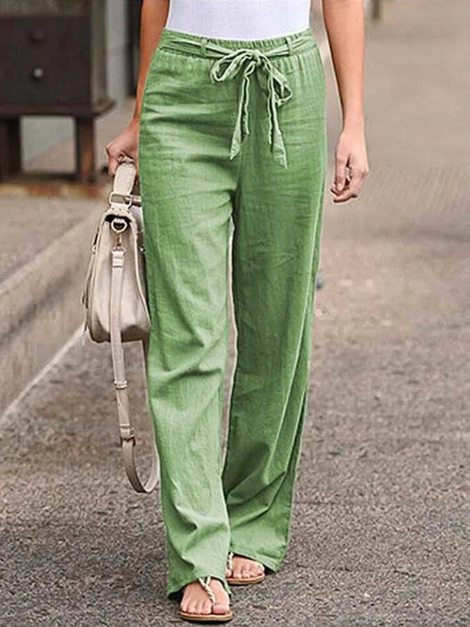 Noa – Linnen Zomerbroek Met Elastische Taille En Strik Detail