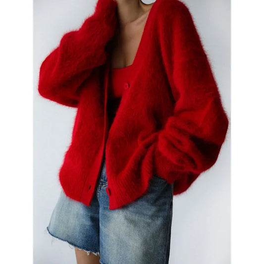 Mara – Gebreide Wollen Cardigan Met V-hals En Lange Mouwen