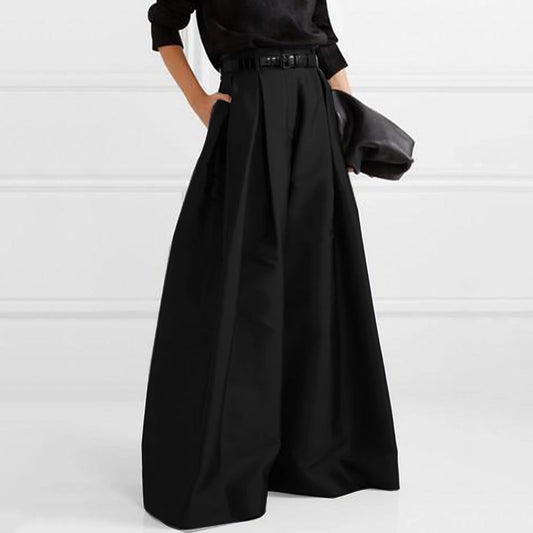 Julia – Zwarte Maxi Rok Met Hoge Taille En Wijde Pijpen