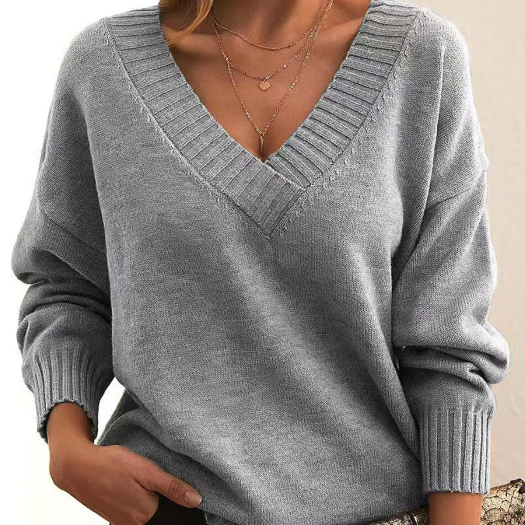 Joelle – oversized gebreide trui met v-hals