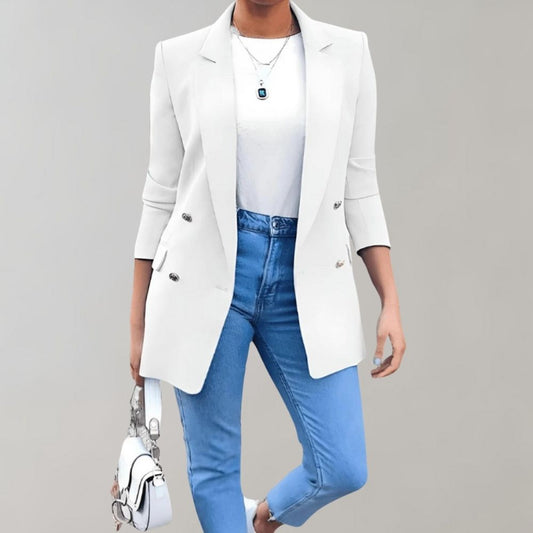 Mona – Medium-lange damesblazer met reverskraag en slanke pasvorm