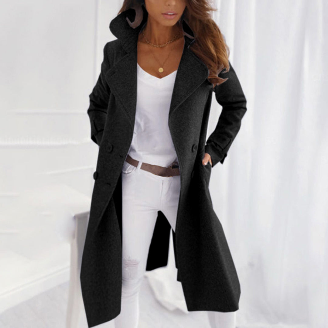 Elena – halflange fleece trenchcoat met reverskraag