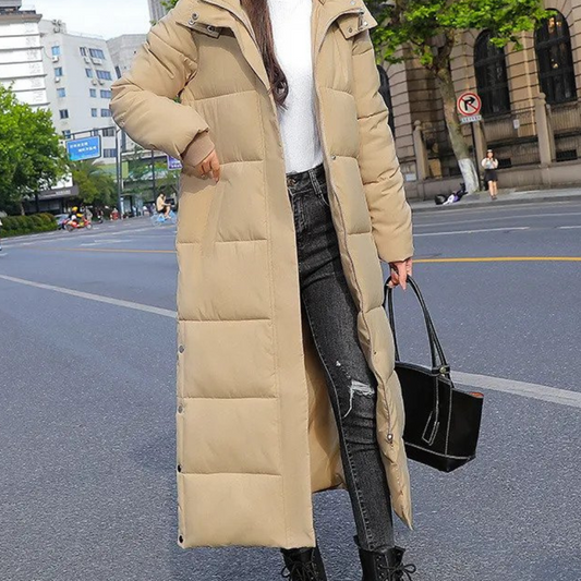Amara – lange gewatteerde trenchcoat met warme voering