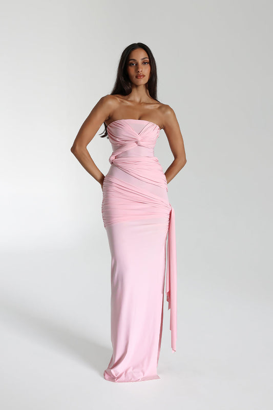 Serena – Mouwloze maxi-jurk van stretch Cavalli-stof met zijstrik en split