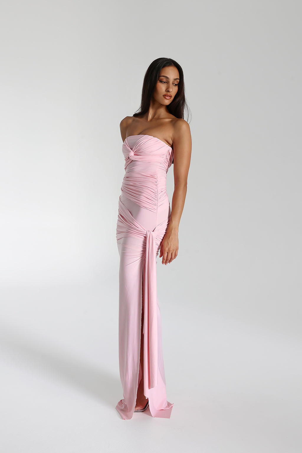 Serena – Mouwloze maxi-jurk van stretch Cavalli-stof met zijstrik en split