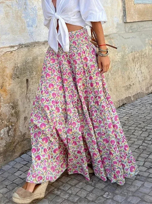 Sophie – maxi rok met zachte plooien en elastische tailleband