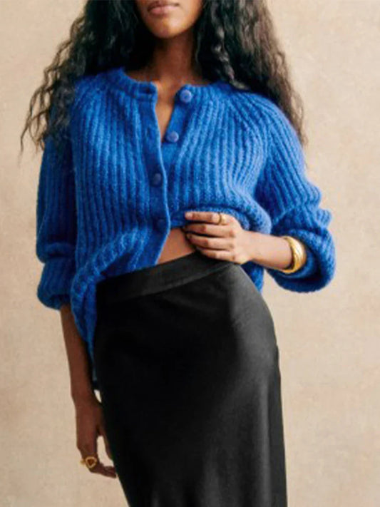 Emma – fijngebreid cardigan vest met ronde hals en knoopsluiting