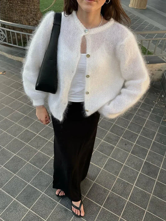 Lise – lichtgewicht cardigan vest met lange mouwen en effen design