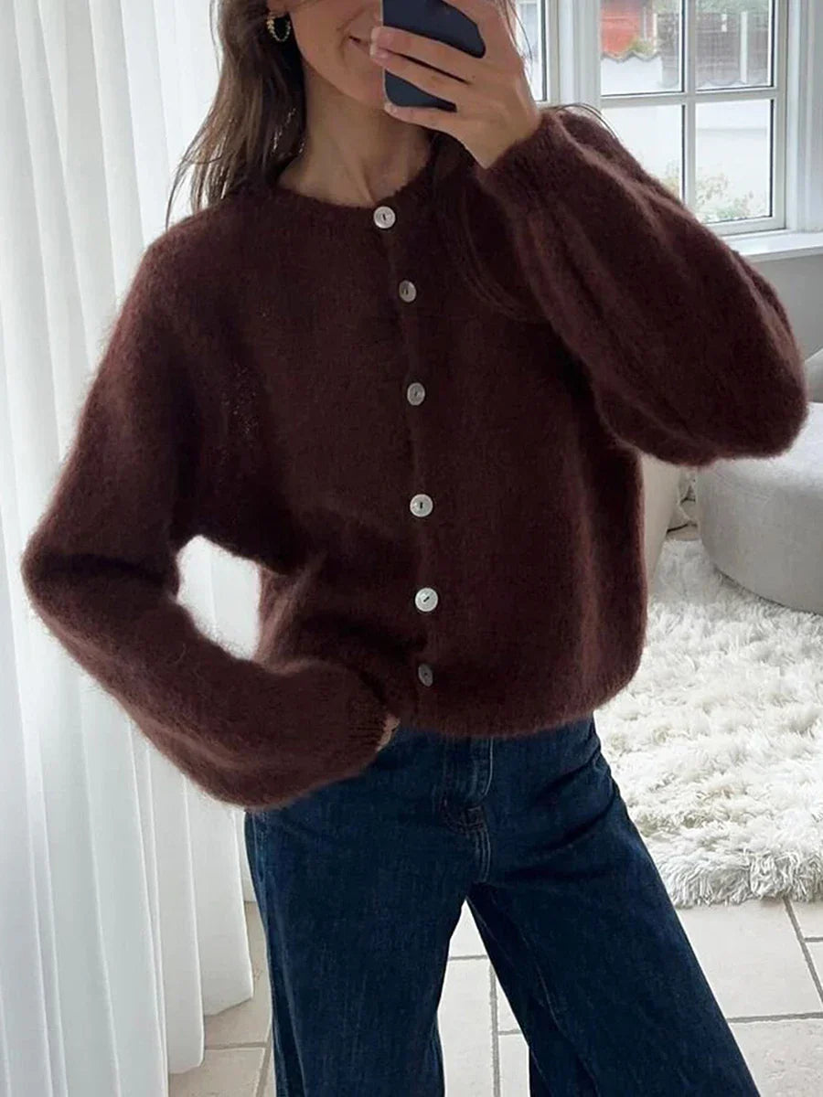 Lise – lichtgewicht cardigan vest met lange mouwen en effen design