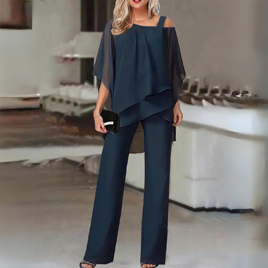 Antonella –  tweedelige zomer set met rechte broek en gelaagd topje