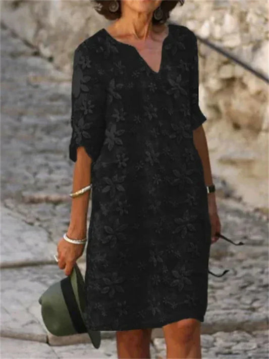 Emma – Katoenen Boho Zomerjurk met V-hals en Strik