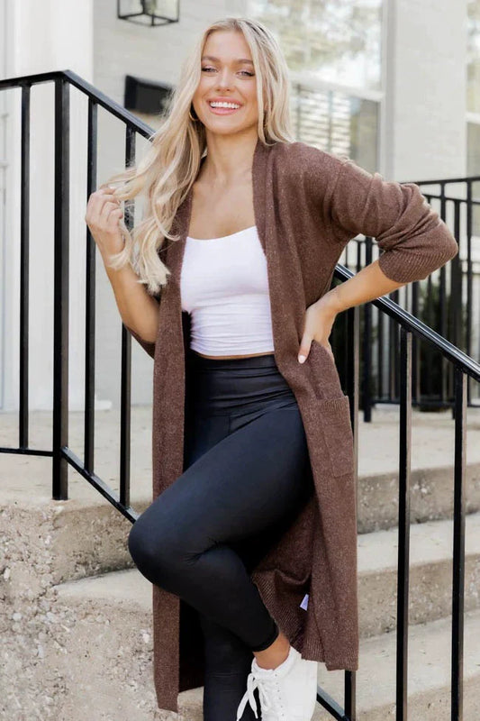 Marise – Lange Dames Cardigan Vest Met Open-Front Ontwerp