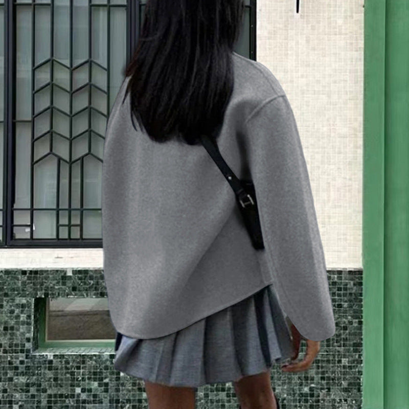 Sable – oversized double-breasted jas van zachte wolmix
