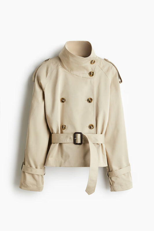 Céline – korte trenchjas met dubbele knoopsluiting en ceintuur