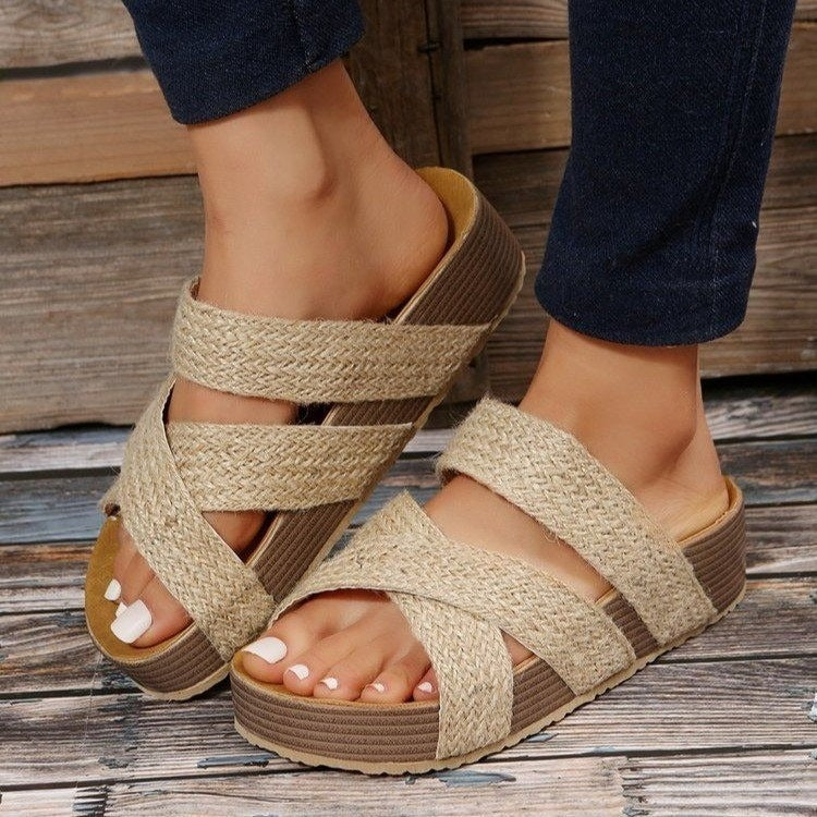 Mira – Sandalen met geweven band en platformzool