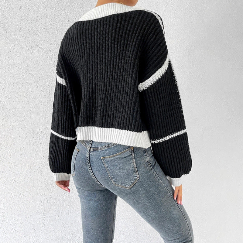 Lina – cropped cardigan-vest met balloonmouwen en V-hals