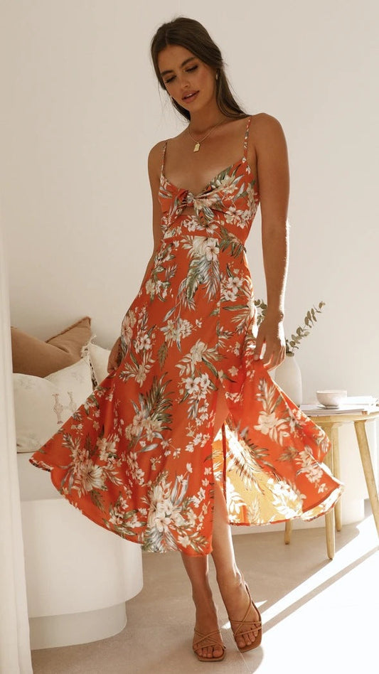Fleur –  midi-jurk met bloemenprint en getailleerde snit