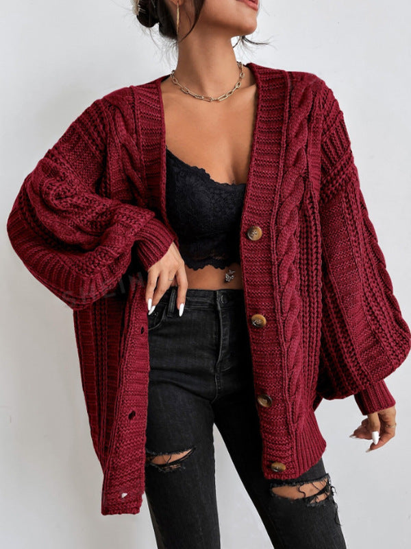 Hearthside – oversized cable knit vest met knopen en verlaagde schouders