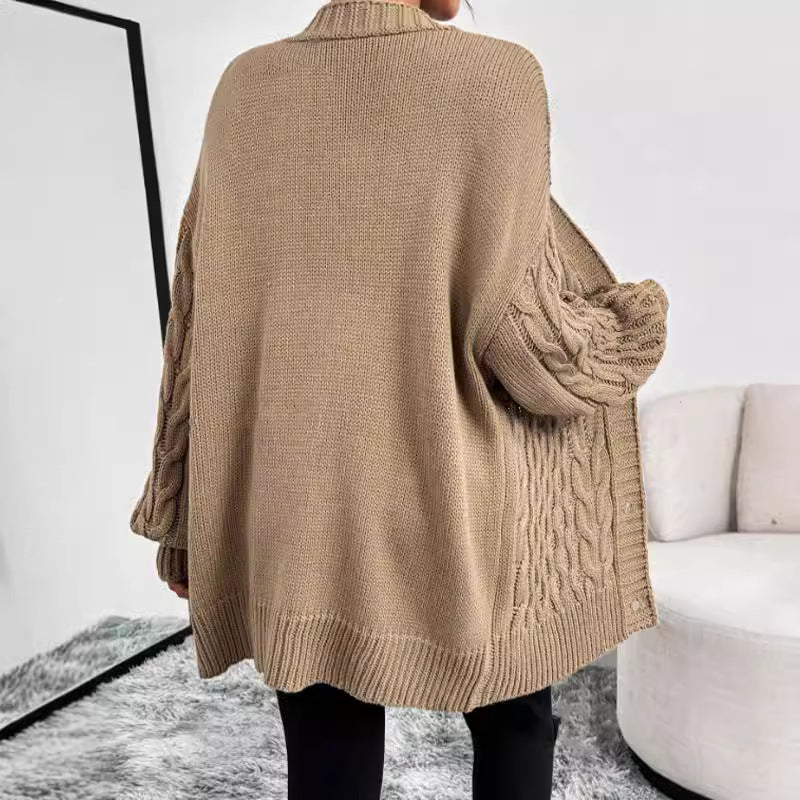 Sofia - gebreide cardigan vest met kabelpatroon en knoopsluiting