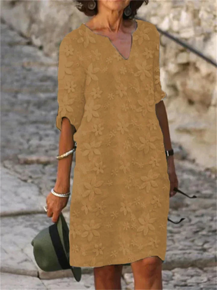 Emma – Katoenen Boho Zomerjurk met V-hals en Strik