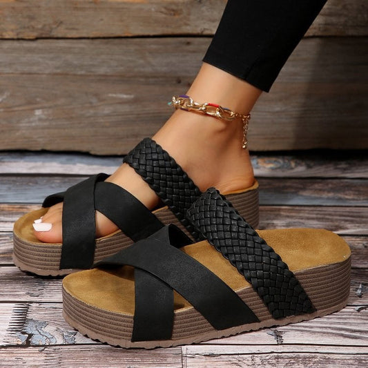 Mira – Sandalen met geweven band en platformzool