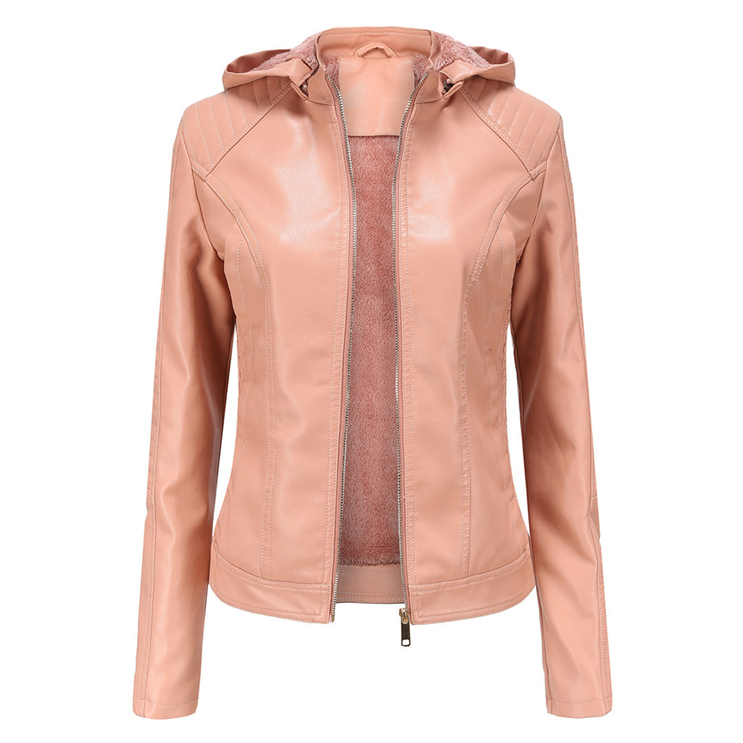 Miriam – leren damesjas met afneembare capuchon en gouden details