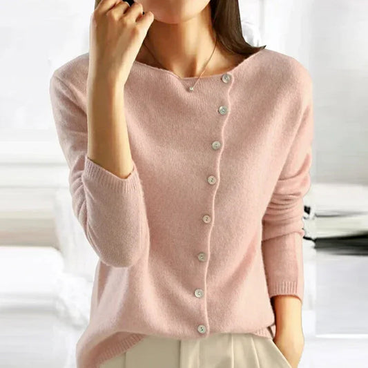 Kaitlin – dames cardigan vest met ronde hals