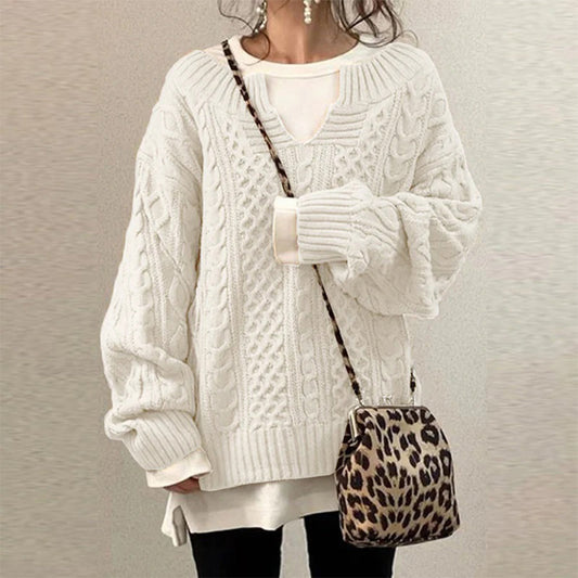 Elisa – oversized kabelgebreide trui met ronde hals