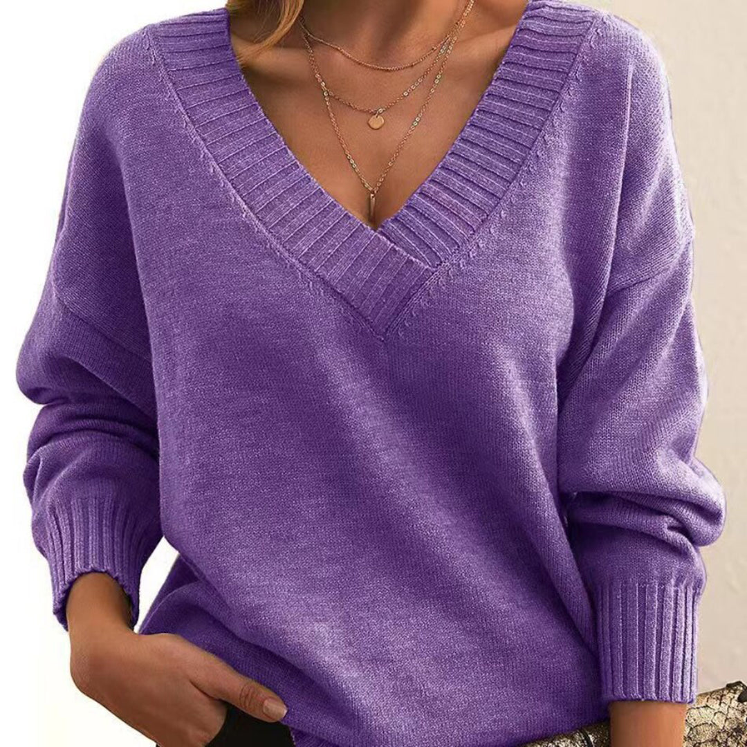Joelle – oversized gebreide trui met v-hals