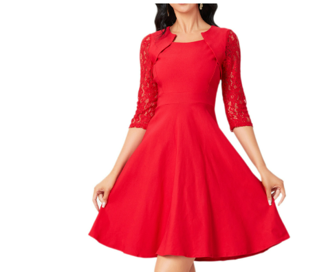 Fiora – Elegante damesjurk met kanten mouwen en flatterende pasvorm