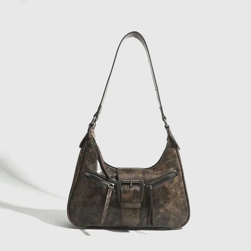 Nora – retro shoulder bag van pu-leer met riemdetail