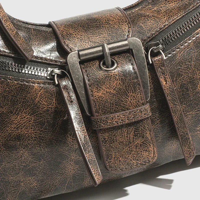 Nora – retro shoulder bag van pu-leer met riemdetail