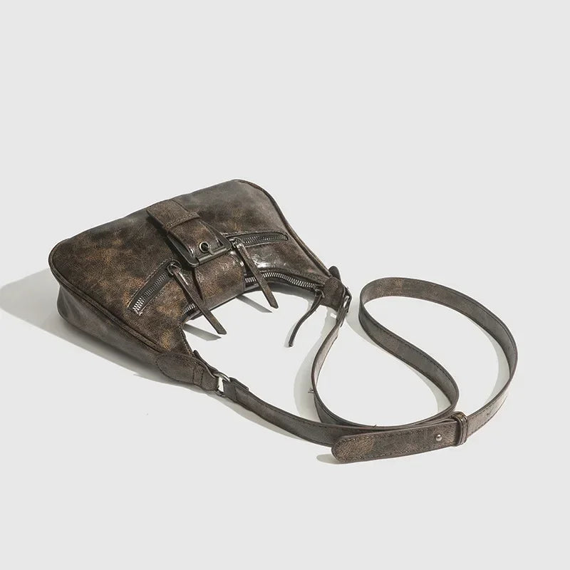 Nora – retro shoulder bag van pu-leer met riemdetail