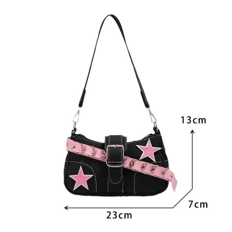 Nora – retro shoulder bag van pu-leer met riemdetail