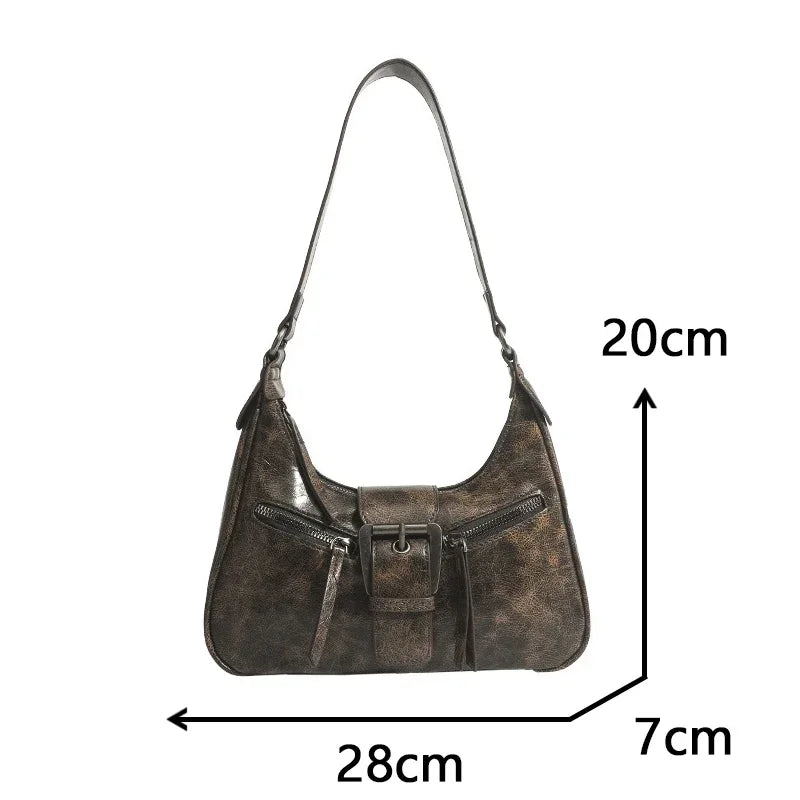 Nora – retro shoulder bag van pu-leer met riemdetail