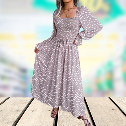 Rolenda – Bloemenprint zomer maxi jurk met lange mouwen