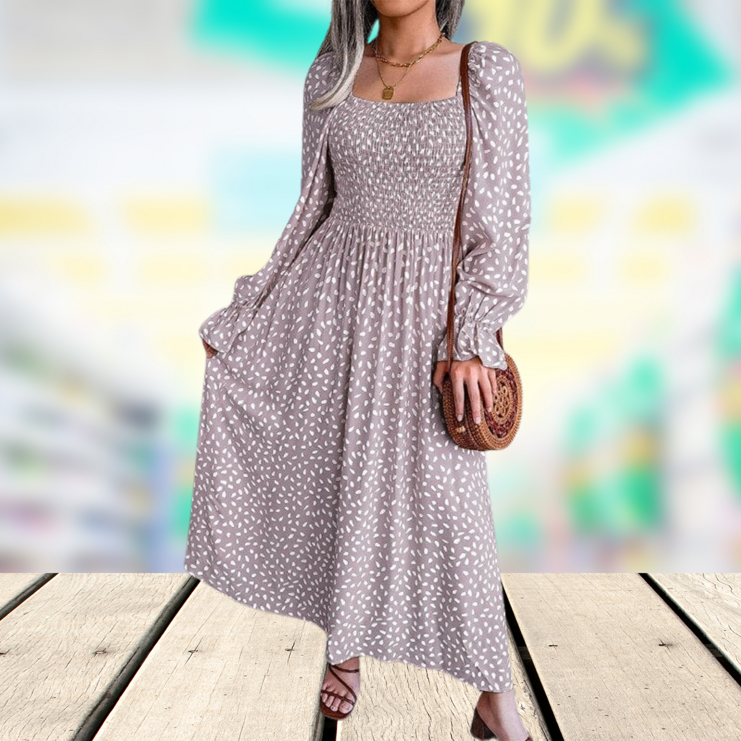 Rolenda – Bloemenprint zomer maxi jurk met lange mouwen