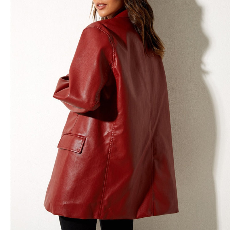 Giulia – groene leren damesblazer met knoopsluiting