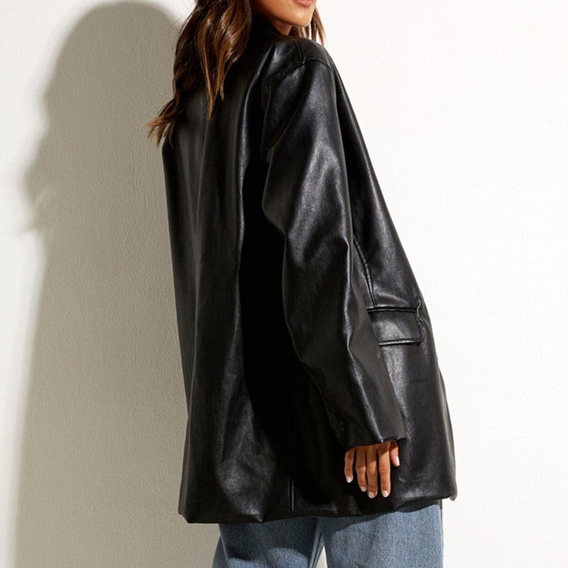 Giulia – groene leren damesblazer met knoopsluiting